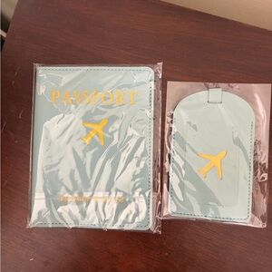 NIP Pastel blue Passport Holder and Luggage Tag Set